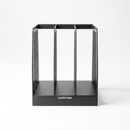 Ulentora Vertical File Holder | 3-Slot Metal Desk Organizer for Documents
